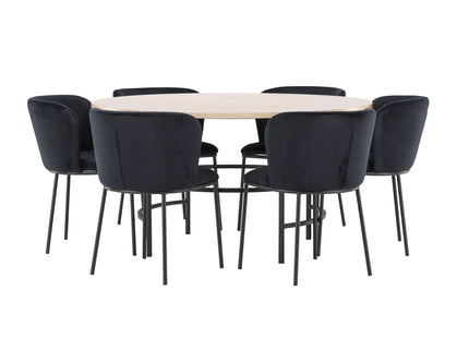 Venture Home Edina & Copenhagen Matstolar 2-pack Svart + Runda Matbord ⌀140 Whitewash