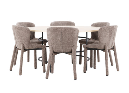Venture Home Copenhagen & Astoria Runda Matbord ⌀140 Whitewash + Matstolar 2-pack Brun