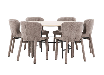 Venture Home Copenhagen & Astoria Runda Matbord ⌀140 Whitewash + Matstolar 2-pack Brun