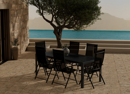 Venture Home Break & Levanzo Matgrupp Utomhus Med 6st Matstolar Svart