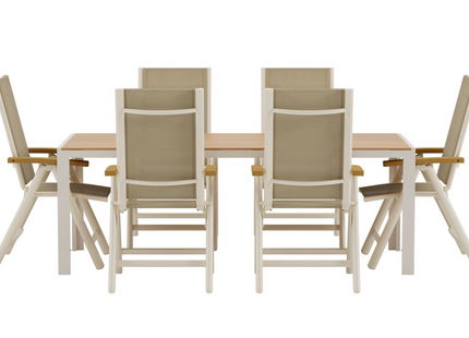 Venture Home Break & Panama Matgrupp Utomhus Med 6st Matstolar Beige