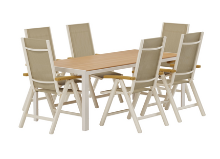 Venture Home Break & Panama Matgrupp Utomhus Med 6st Matstolar Beige