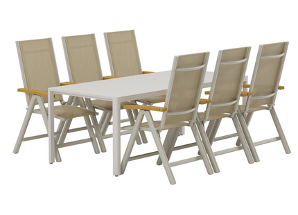 Venture Home Giardini & Panama Matgrupp Utomhus Med 6st Matstolar Beige