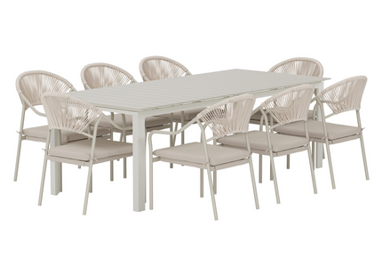 Venture Home Levels & Paros Matgrupp Utomhus Med 8st Matstolar Beige