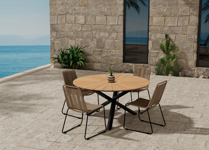 Venture Home Mexico & Lindos Matgupp Utomhus Med 4st Matstolar Svart/Brun