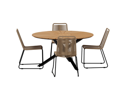Venture Home Mexico & Lindos Matgupp Utomhus Med 4st Matstolar Svart/Brun