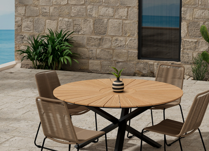 Venture Home Mexico & Lindos Matgupp Utomhus Med 4st Matstolar Svart/Brun