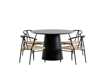 Venture Home Alfons & Lanzo Matgrupp Utomhus Med 4st Matstolar Svart
