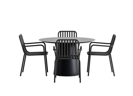 Venture Home Peking & Lanzo Matgrupp Utomhus Med 4st Matstolar Svart