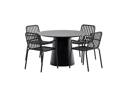 Venture Home Peking & Lanzo Matgrupp Utomhus Med 4st Matstolar Svart
