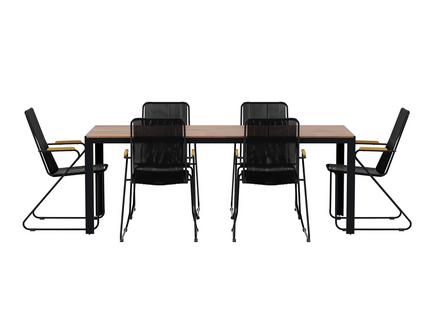 Venture Home Bois Matgrupp Utomhus Med 6st Matstolar Svart/Natur