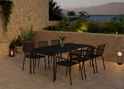 Venture Home Borneo & Peking Matgrupp Utomhus Med 6st Matstolar Svart