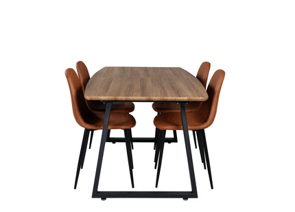 Venture Home Polar & Inca Matstolar 2-pack Brun + Rektangulära Matbord 160 x 85 Valnöt