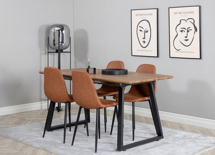 Venture Home Polar & Inca Matstolar 2-pack Brun + Rektangulära Matbord 160 x 85 Valnöt