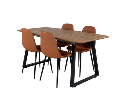 Venture Home Polar & Inca Matstolar 2-pack Brun + Rektangulära Matbord 160 x 85 Valnöt