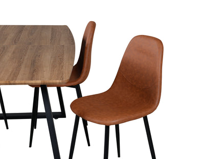 Venture Home Polar & Inca Matstolar 2-pack Brun + Rektangulära Matbord 160 x 85 Valnöt