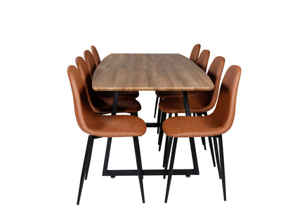 Venture Home Polar & Inca Matstolar 2-pack Brun + Rektangulära Matbord 160 x 85 Valnöt