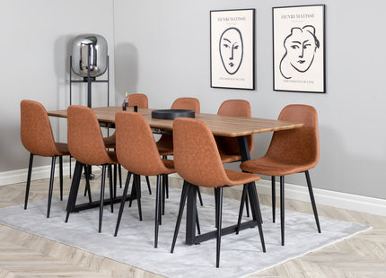 Venture Home Polar & Inca Matstolar 2-pack Brun + Rektangulära Matbord 160 x 85 Valnöt
