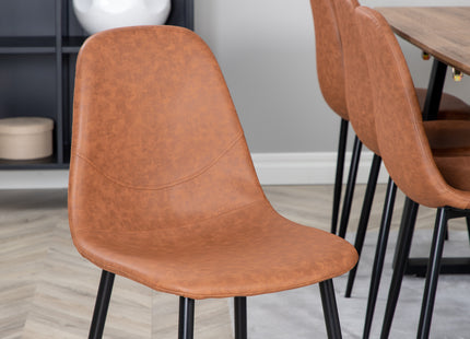 Venture Home Polar & Inca Matstolar 2-pack Brun + Rektangulära Matbord 160 x 85 Valnöt