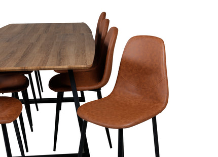 Venture Home Polar & Inca Matstolar 2-pack Brun + Rektangulära Matbord 160 x 85 Valnöt