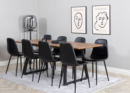 Venture Home Polar & Inca Matstolar 2-pack Svart + Rektangulära Matbord 160 x 85 Valnöt