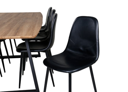 Venture Home Polar & Inca Matstolar 2-pack Svart + Rektangulära Matbord 160 x 85 Valnöt