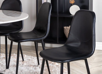 Venture Home Polar & Estelle Matstolar 2-pack Svart + Runda Matbord ⌀106 Vit