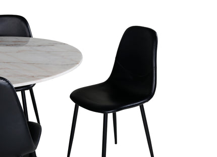 Venture Home Polar & Estelle Matstolar 2-pack Svart + Runda Matbord ⌀106 Vit