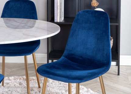 Venture Home Estelle & Polar Runda Matbord ⌀106 Vit + Matstolar 2-pack Blå