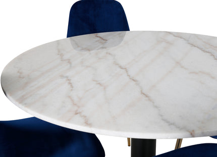 Venture Home Estelle & Polar Runda Matbord ⌀106 Vit + Matstolar 2-pack Blå