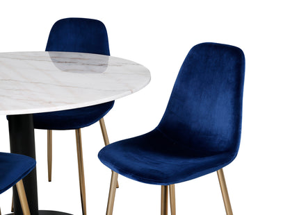Venture Home Estelle & Polar Runda Matbord ⌀106 Vit + Matstolar 2-pack Blå