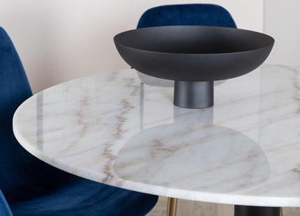 Venture Home Estelle & Polar Runda Matbord ⌀106 Vit + Matstolar 2-pack Blå