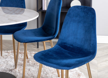 Venture Home Estelle & Polar Runda Matbord ⌀106 Vit + Matstolar 2-pack Blå