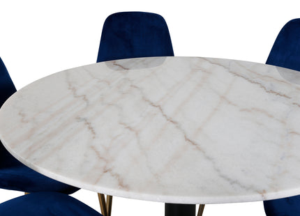 Venture Home Estelle & Polar Runda Matbord ⌀106 Vit + Matstolar 2-pack Blå
