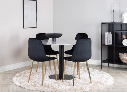 Venture Home Estelle & Polar Runda Matbord ⌀106 Vit + Matstolar 2-pack Svart