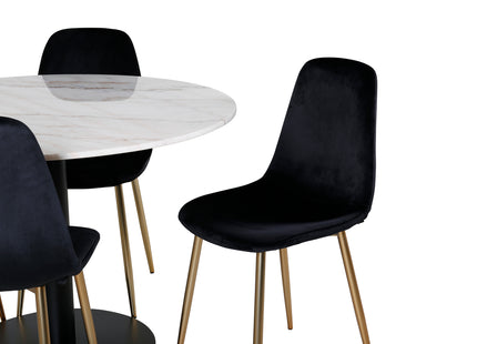 Venture Home Estelle & Polar Runda Matbord ⌀106 Vit + Matstolar 2-pack Svart
