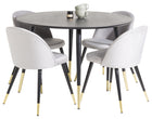 Venture Home Dipp & Velvet Runda Matbord ⌀115 Svart + Matstolar 2-pack Grå