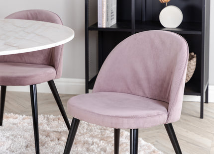 Venture Home Estelle & Velvet Runda Matbord ⌀106 Vit + Matstolar 2-pack Dammig rosa