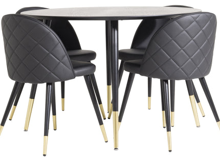 Venture Home Dipp & Velvet Runda Matbord ⌀115 Svart + Matstolar 2-pack Svart