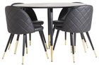Venture Home Dipp & Velvet Runda Matbord ⌀115 Svart + Matstolar 2-pack Svart