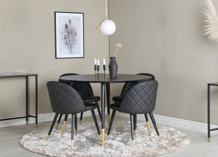 Venture Home Dipp & Velvet Runda Matbord ⌀115 Svart + Matstolar 2-pack Svart
