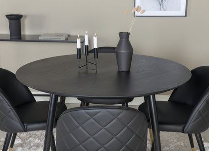 Venture Home Dipp & Velvet Runda Matbord ⌀115 Svart + Matstolar 2-pack Svart