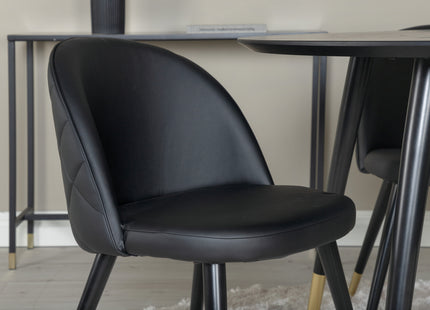Venture Home Dipp & Velvet Runda Matbord ⌀115 Svart + Matstolar 2-pack Svart