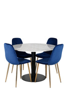 Venture Home Estelle & Polar Runda Matbord ⌀106 Vit + Matstolar 2-pack Blå